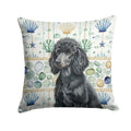 Standard Black Poodle Coastal Sea Glass Decorative Throw Pillow 18x18 Indoor Outdoor Accent Cushion, Fabric Cover with Insert for Sofa, Bed, Porch & Living Room