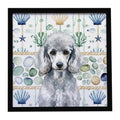 Standard Silver Poodle Coastal Sea Glass Framed Metal Print Bathroom, Kitchen, Office, Home Decor Wall Art Ready to Hang, Square, 8X8