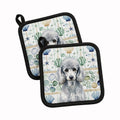 Standard Silver Poodle Coastal Sea Glass Pot Holder Set of 2 Heat Resistant Quilted Hot Pads 7.5 x 7.5 Inch, Insulated Kitchen Trivets for Cooking & Baking