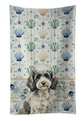 Toy Parti Poodle Coastal Sea Glass Kitchen Towel Velour Plush Front and Cotton Loop Back Machine Washable