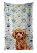 Toy Red Poodle Coastal Sea Glass Kitchen Towel Velour Plush Front and Cotton Loop Back Machine Washable