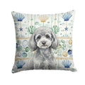 Toy Silver Poodle Coastal Sea Glass Decorative Throw Pillow 14x14 Indoor Outdoor Accent Cushion, Fabric Cover with Insert for Sofa, Bed, Porch & Living Room