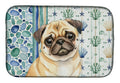 Fawn Pug Coastal Sea Glass Dish Drying Mat Absorbent Dish Drying Mat Pad for Kitchen Counter Dish Drainer Mat for Countertop, 14 x 21", Multicolor