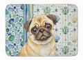 Fawn Pug Coastal Sea Glass Memory Foam Kitchen Mat Machine Washable Anti-Fatigue Cushion Comfort Bath or Kitchen Rug