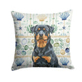Rottweiler Coastal Sea Glass Decorative Throw Pillow 14x14 Indoor Outdoor Accent Cushion, Fabric Cover with Insert for Sofa, Bed, Porch & Living Room
