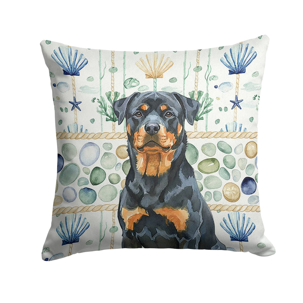 Rottweiler Coastal Sea Glass Decorative Throw Pillow 18x18 Indoor Outdoor Accent Cushion, Fabric Cover with Insert for Sofa, Bed, Porch & Living Room