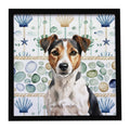 Tricolor Russell Terrier Coastal Sea Glass Framed Metal Print Bathroom, Kitchen, Office, Home Decor Wall Art Ready to Hang, Square, 8X8