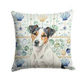 White with Black Markings Russell Terrier Coastal Sea Glass Decorative Throw Pillow 18x18 Indoor Outdoor Accent Cushion, Fabric Cover with Insert for Sofa, Bed, Porch & Living Room