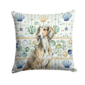Grizzle Saluki Coastal Sea Glass Decorative Throw Pillow 18x18 Indoor Outdoor Accent Cushion, Fabric Cover with Insert for Sofa, Bed, Porch & Living Room