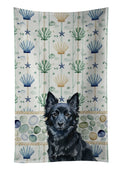 Schipperke Coastal Sea Glass Kitchen Towel Velour Plush Front and Cotton Loop Back Machine Washable