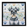 Schnauzer Coastal Sea Glass Framed Metal Print Bathroom, Kitchen, Office, Home Decor Wall Art Ready to Hang, Square, 8X8