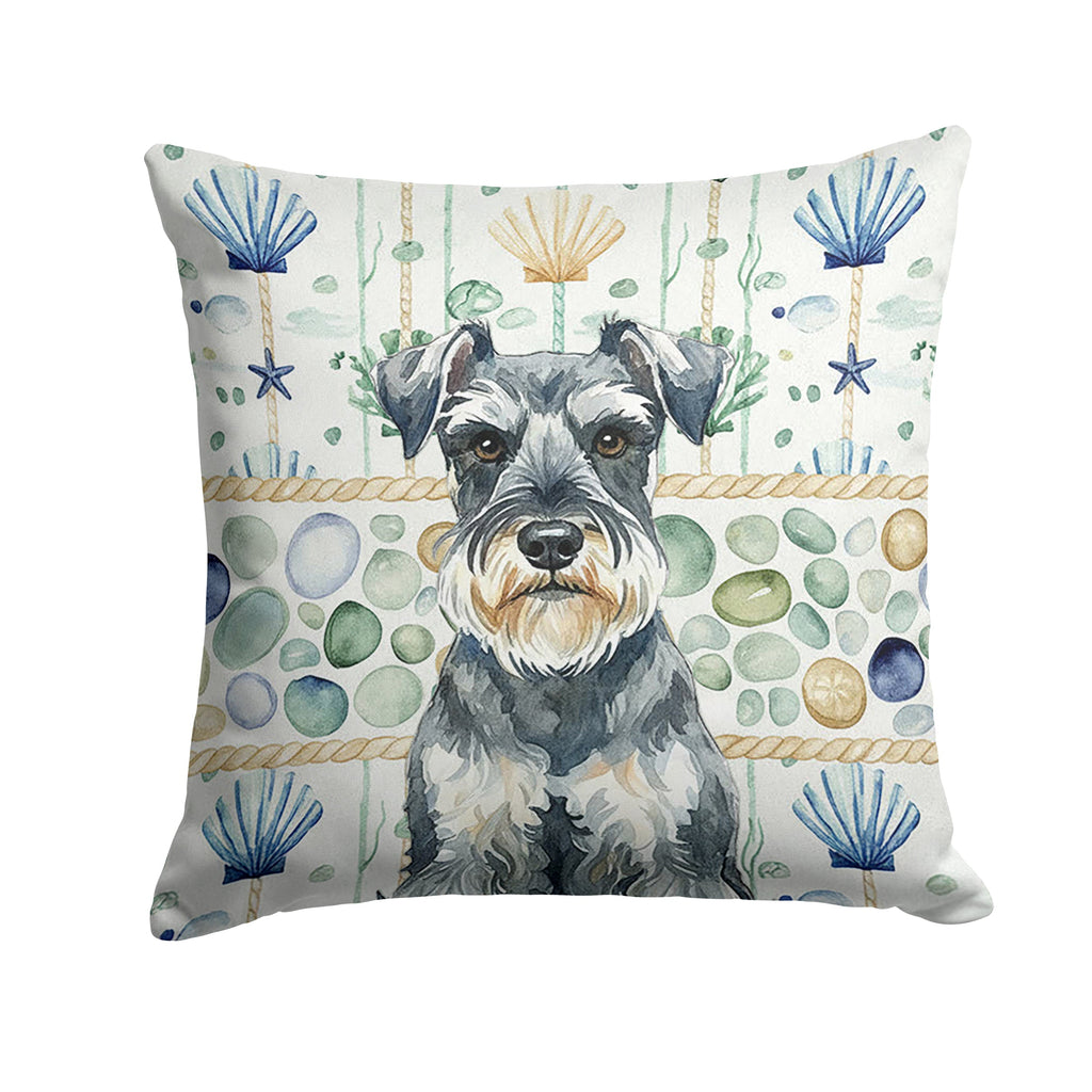 Schnauzer Coastal Sea Glass Decorative Throw Pillow 18x18 Indoor Outdoor Accent Cushion, Fabric Cover with Insert for Sofa, Bed, Porch & Living Room