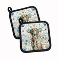 Brindle Scottish Deerhound Coastal Sea Glass Pot Holder Set of 2 Heat Resistant Quilted Hot Pads 7.5 x 7.5 Inch, Insulated Kitchen Trivets for Cooking & Baking