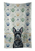 Scottish Terrier Coastal Sea Glass Kitchen Towel Velour Plush Front and Cotton Loop Back Machine Washable