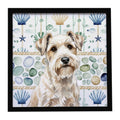 Sealyham Terrier Coastal Sea Glass Framed Metal Print Bathroom, Kitchen, Office, Home Decor Wall Art Ready to Hang, Square, 8X8