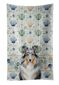 Blue Merle Sheltie Coastal Sea Glass Kitchen Towel Velour Plush Front and Cotton Loop Back Machine Washable