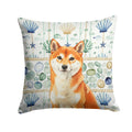 Red Shiba Inu Coastal Sea Glass Decorative Throw Pillow 18x18 Indoor Outdoor Accent Cushion, Fabric Cover with Insert for Sofa, Bed, Porch & Living Room