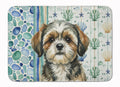 Brindle Shih Tzu Coastal Sea Glass Memory Foam Kitchen Mat Machine Washable Anti-Fatigue Cushion Comfort Bath or Kitchen Rug