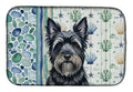 Black Skye Terrier Coastal Sea Glass Dish Drying Mat Absorbent Dish Drying Mat Pad for Kitchen Counter Dish Drainer Mat for Countertop, 14 x 21", Multicolor