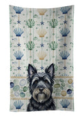 Black Skye Terrier Coastal Sea Glass Kitchen Towel Velour Plush Front and Cotton Loop Back Machine Washable