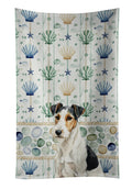 Smooth Fox Terrier Coastal Sea Glass Kitchen Towel Velour Plush Front and Cotton Loop Back Machine Washable