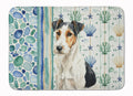 Smooth Fox Terrier Coastal Sea Glass Memory Foam Kitchen Mat Machine Washable Anti-Fatigue Cushion Comfort Bath or Kitchen Rug