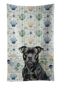 Black Staffordshire Bull Terrier Coastal Sea Glass Kitchen Towel Velour Plush Front and Cotton Loop Back Machine Washable