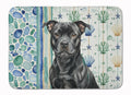 Black Staffordshire Bull Terrier Coastal Sea Glass Memory Foam Kitchen Mat Machine Washable Anti-Fatigue Cushion Comfort Bath or Kitchen Rug