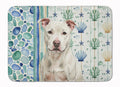 White Staffordshire Bull Terrier Coastal Sea Glass Memory Foam Kitchen Mat Machine Washable Anti-Fatigue Cushion Comfort Bath or Kitchen Rug