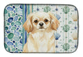 Cream Tibetan Spaniel Coastal Sea Glass Dish Drying Mat Absorbent Dish Drying Mat Pad for Kitchen Counter Dish Drainer Mat for Countertop, 14 x 21", Multicolor