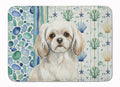 White Tibetan Spaniel Coastal Sea Glass Memory Foam Kitchen Mat Machine Washable Anti-Fatigue Cushion Comfort Bath or Kitchen Rug