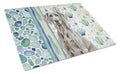 Weimaraner Coastal Sea Glass Cutting Board Tempered Glass Kitchen Cutting Surface, Heat Resistant Chopping, Non-Slip Feet, Food Prep & Serving