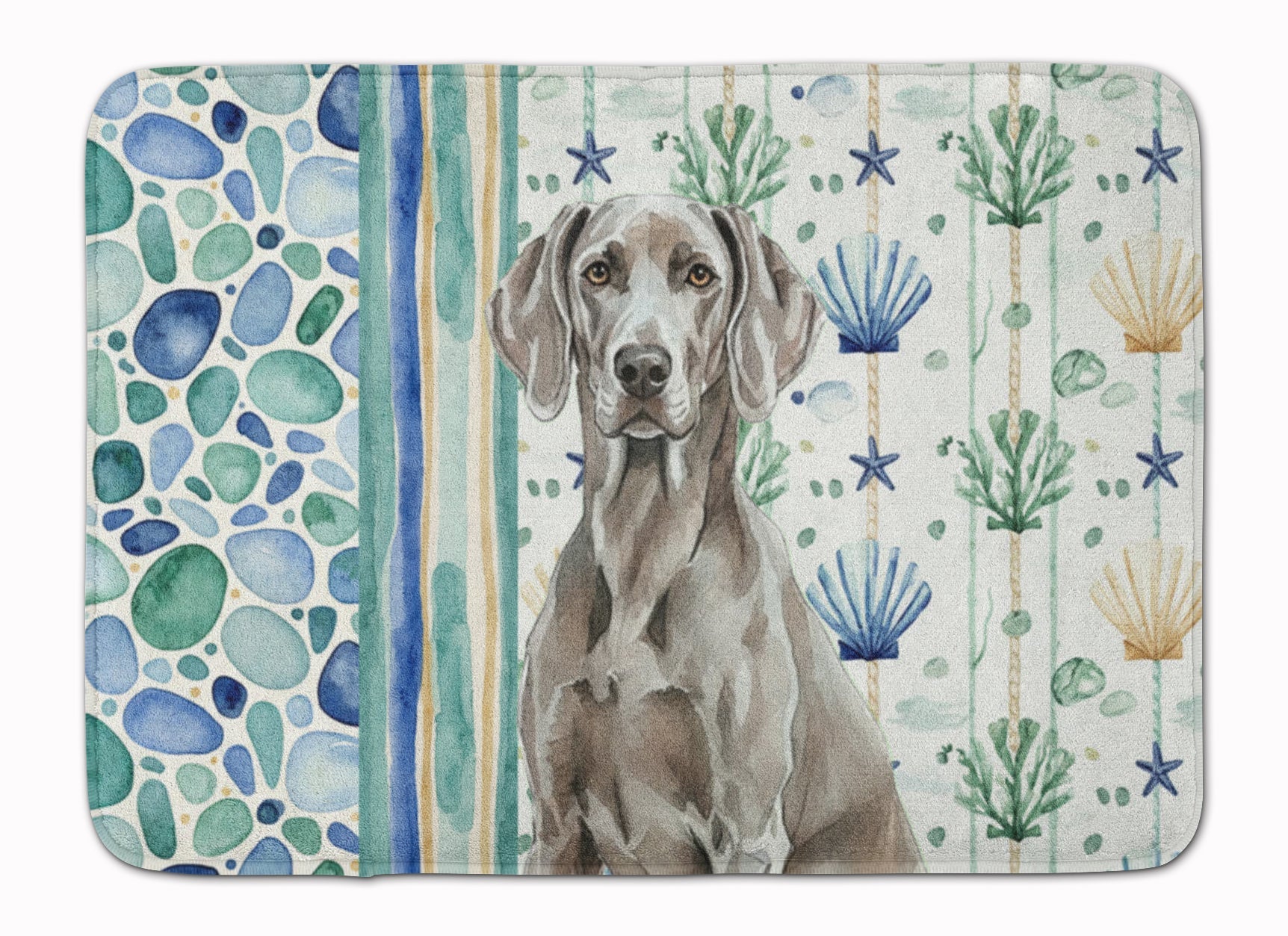 Weimaraner Coastal Sea Glass Memory Foam Kitchen Mat Machine Washable Anti-Fatigue Cushion Comfort Bath or Kitchen Rug