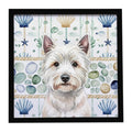 Westie Coastal Sea Glass Framed Metal Print Bathroom, Kitchen, Office, Home Decor Wall Art Ready to Hang, Square, 8X8
