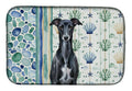 Black Whippet Coastal Sea Glass Dish Drying Mat Absorbent Dish Drying Mat Pad for Kitchen Counter Dish Drainer Mat for Countertop, 14 x 21", Multicolor