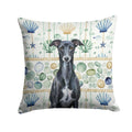 Black Whippet Coastal Sea Glass Decorative Throw Pillow 18x18 Indoor Outdoor Accent Cushion, Fabric Cover with Insert for Sofa, Bed, Porch & Living Room