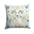White Whippet Coastal Sea Glass Decorative Throw Pillow 18x18 Indoor Outdoor Accent Cushion, Fabric Cover with Insert for Sofa, Bed, Porch & Living Room