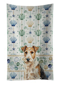 Wire Fox Terrier Coastal Sea Glass Kitchen Towel Velour Plush Front and Cotton Loop Back Machine Washable
