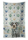 Steel Gray Wirehaired Pointing Griffon Coastal Sea Glass Kitchen Towel Velour Plush Front and Cotton Loop Back Machine Washable