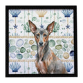 Xoloitzcuintli Coastal Sea Glass Framed Metal Print Bathroom, Kitchen, Office, Home Decor Wall Art Ready to Hang, Square, 8X8