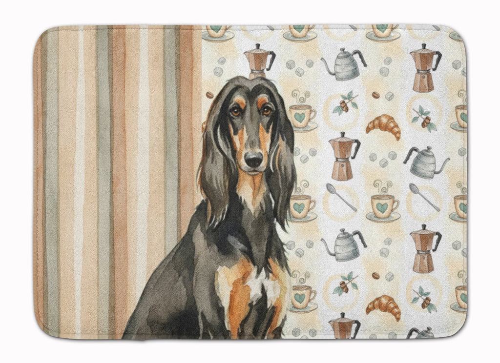 Black & Tan Afghan Hound Coffee Bar Memory Foam Kitchen Mat Machine Washable Anti-Fatigue Cushion Comfort Bath or Kitchen Rug