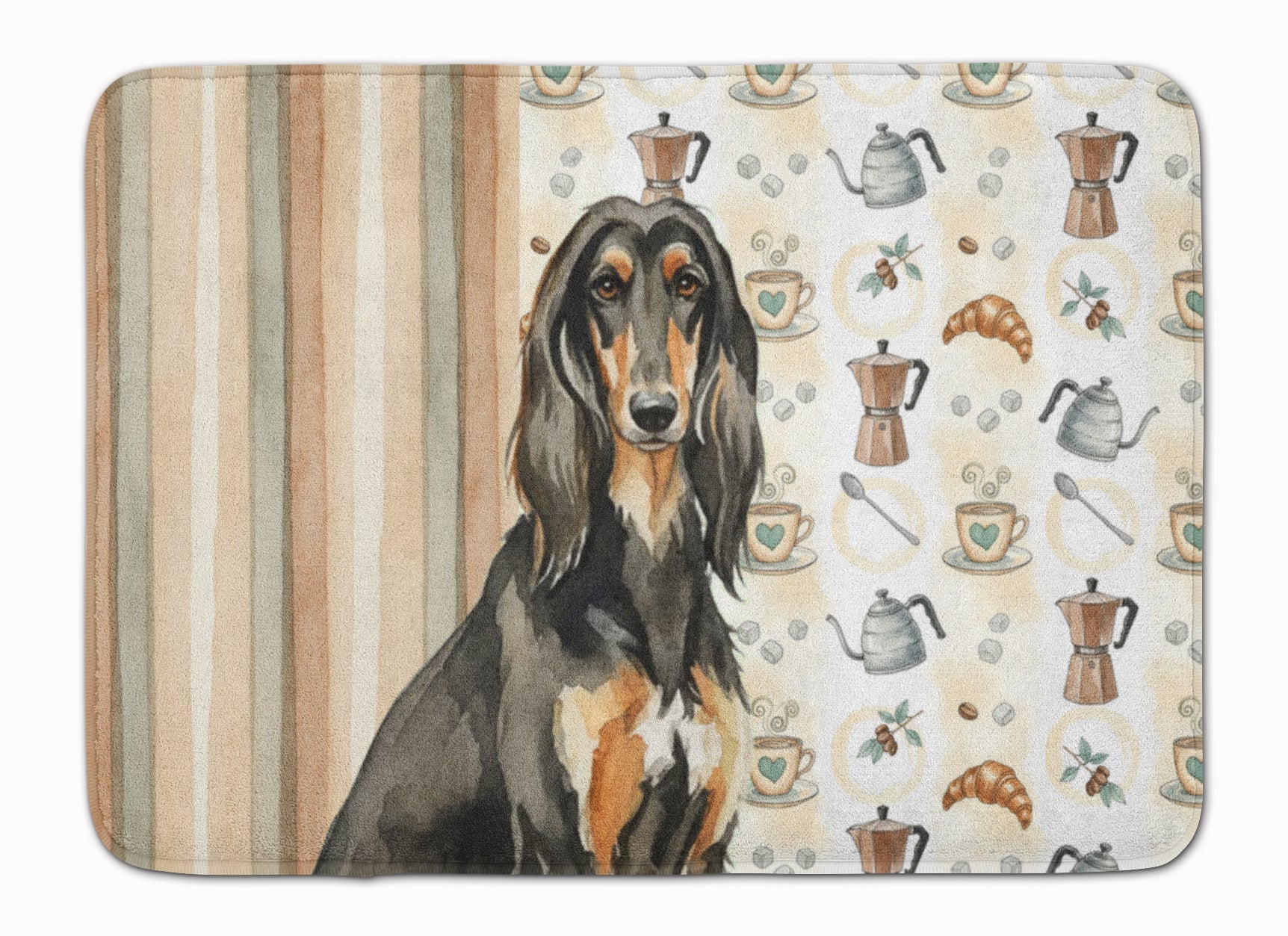 Black & Tan Afghan Hound Coffee Bar Memory Foam Kitchen Mat Machine Washable Anti-Fatigue Cushion Comfort Bath or Kitchen Rug