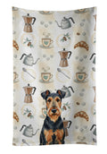 Airedale Terrier Coffee Bar Kitchen Towel Velour Plush Front and Cotton Loop Back Machine Washable