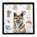 Brindle Akita Coffee Bar Framed Metal Print Bathroom, Kitchen, Office, Home Decor Wall Art Ready to Hang, Square, 8X8