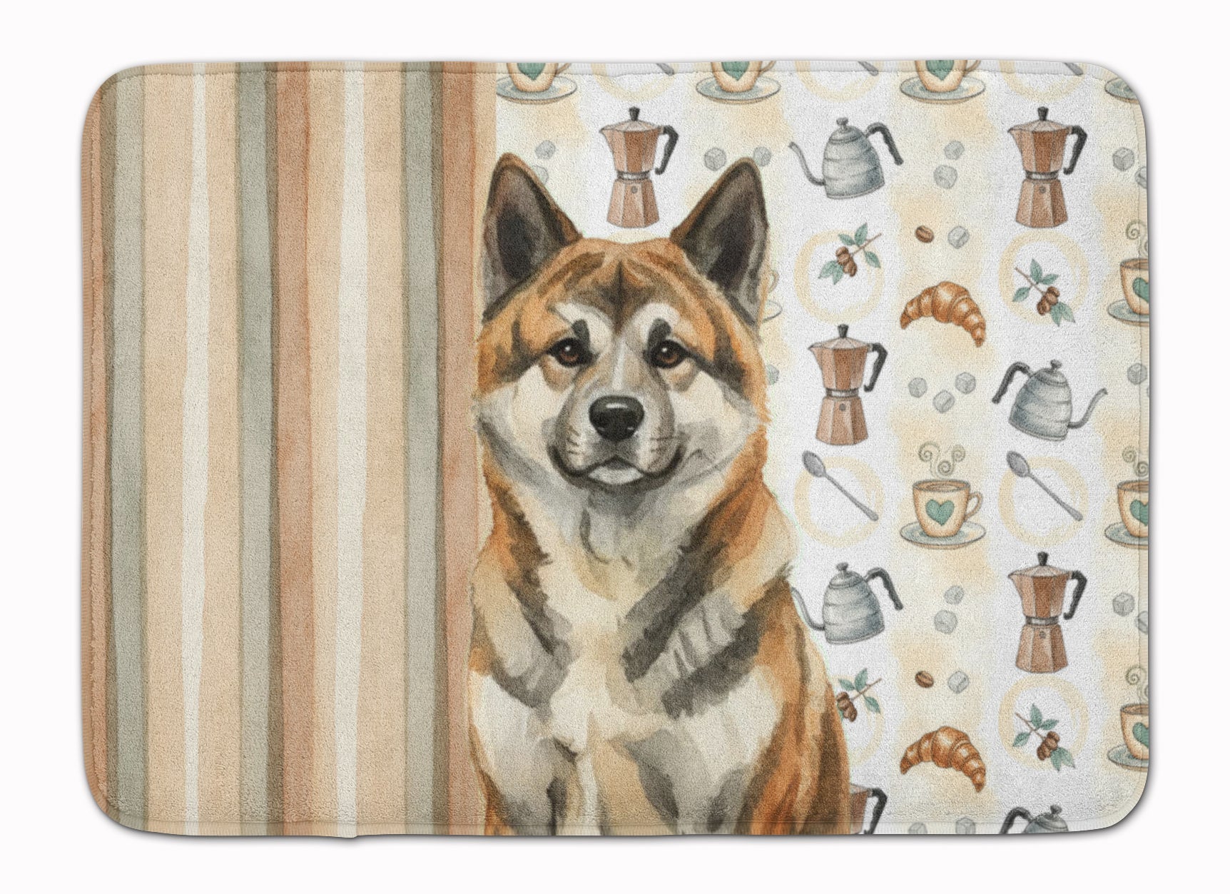 Brindle Akita Coffee Bar Memory Foam Kitchen Mat Machine Washable Anti-Fatigue Cushion Comfort Bath or Kitchen Rug