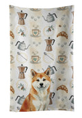 Red Akita Coffee Bar Kitchen Towel Velour Plush Front and Cotton Loop Back Machine Washable