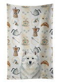 American Eskimo Coffee Bar Kitchen Towel Velour Plush Front and Cotton Loop Back Machine Washable