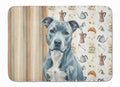 Blue American Staffordshire Terrier Coffee Bar Memory Foam Kitchen Mat Machine Washable Anti-Fatigue Cushion Comfort Bath or Kitchen Rug
