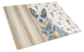 Blue Heeler Australian Cattle Dog Coffee Bar Cutting Board Tempered Glass Kitchen Cutting Surface, Heat Resistant Chopping, Non-Slip Feet, Food Prep & Serving