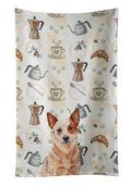Red Heeler Australian Cattle Dog Coffee Bar Kitchen Towel Velour Plush Front and Cotton Loop Back Machine Washable